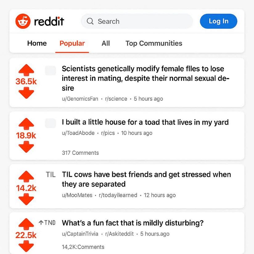 Reddit upvotes and trending posts