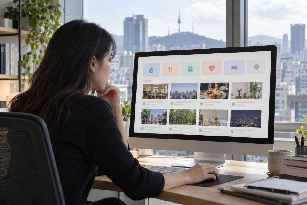 researcher browsing a categorized Korean website directory